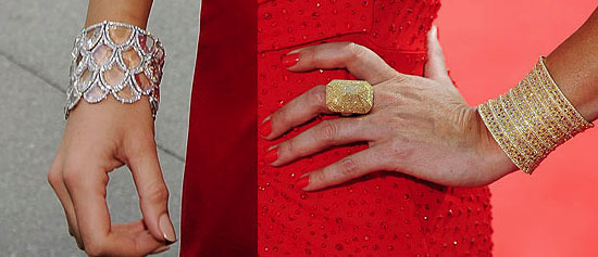 BlakeLivelyDebraMessingCuff Emmy cuff bracelets: Blake Lively, left, and Debra Messing, right