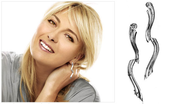 SharapovaTiffany Maria Sharapova wears Tiffany earrings designed by Frank Gehry