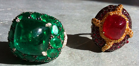 CurrenRuby&Emerald Mogul-worthy: emerald and ruby rings by James Currens
