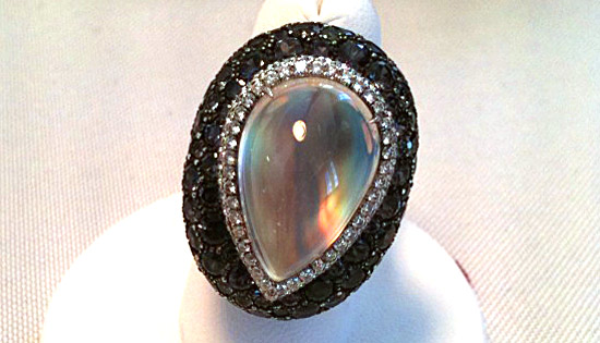 Currens_moonstone Best of Show (tie): Moonstone and color-change garnet ring by James Currens