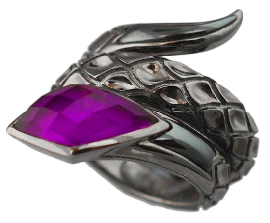 Stephen Webster Queen Cobra ring in blackened sterling and sugilite
