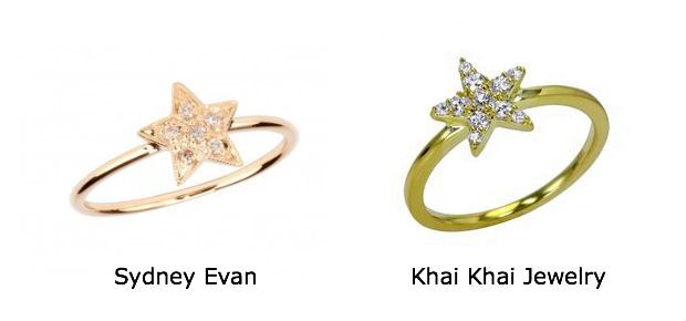 Star rings by Sydney Evan and Khai Khai Jewelry