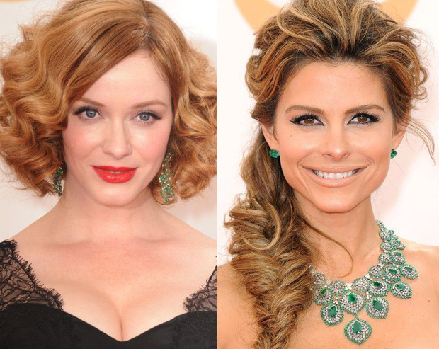 ChristinaMariaGreenGems Christina Hendricks and Maria Menounos in Lorraine Schwartz jewelry
