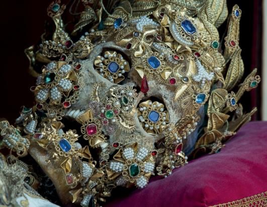 Bejewelled skeleton from the Catacombs of Rome