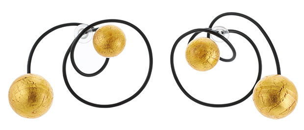 Carnaval-a-Venise-JAR-Black-Titanium-Earrings-with-Gold-Venetian-Glass,-$2,000