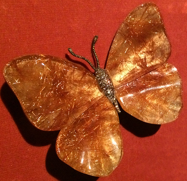 Rutilated Quartz Butterfly Brooch by JAR, quartz, diamond, silver, gold, 2008. Photo by Cheryl Kremkow.
