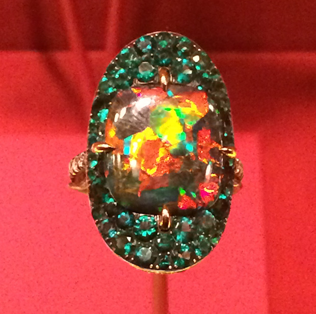 Bonnet Ring by JAR, opal, emerald, diamond, platinum, gold, 2013. Photo by Cheryl Kremkow.