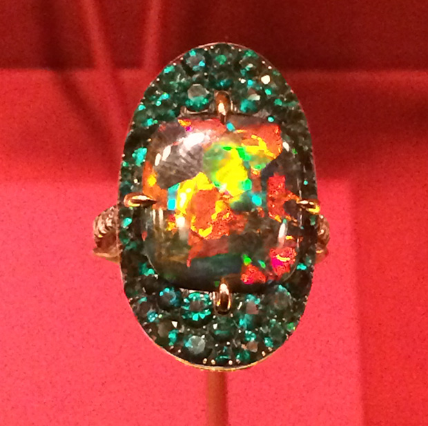 Opal-Ring-JAR Bonnet Ring by JAR, opal, emerald, diamond, platinum, gold, 2013. Photo by Cheryl Kremkow.