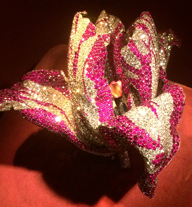 Tulip Brooch by JAR, rubies, diamonds, pink sapphires, garnets, silver gold and enamel, 2008.