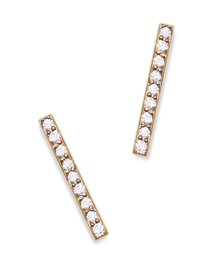 Diamond bar earrings by Selin Kent