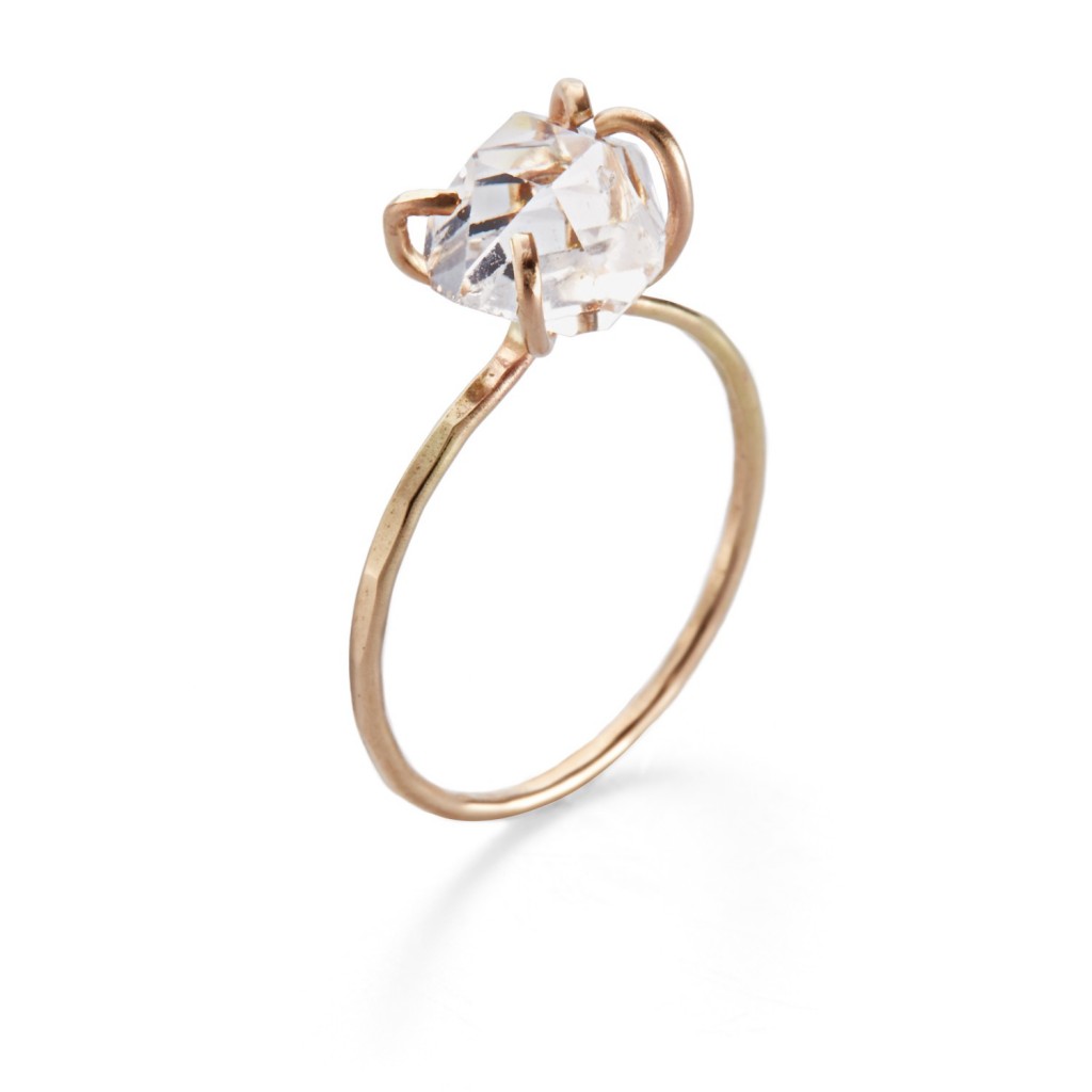Melissa Joy Manning Herkimer quartz ring, made from recycled gold from artisans in the United States.