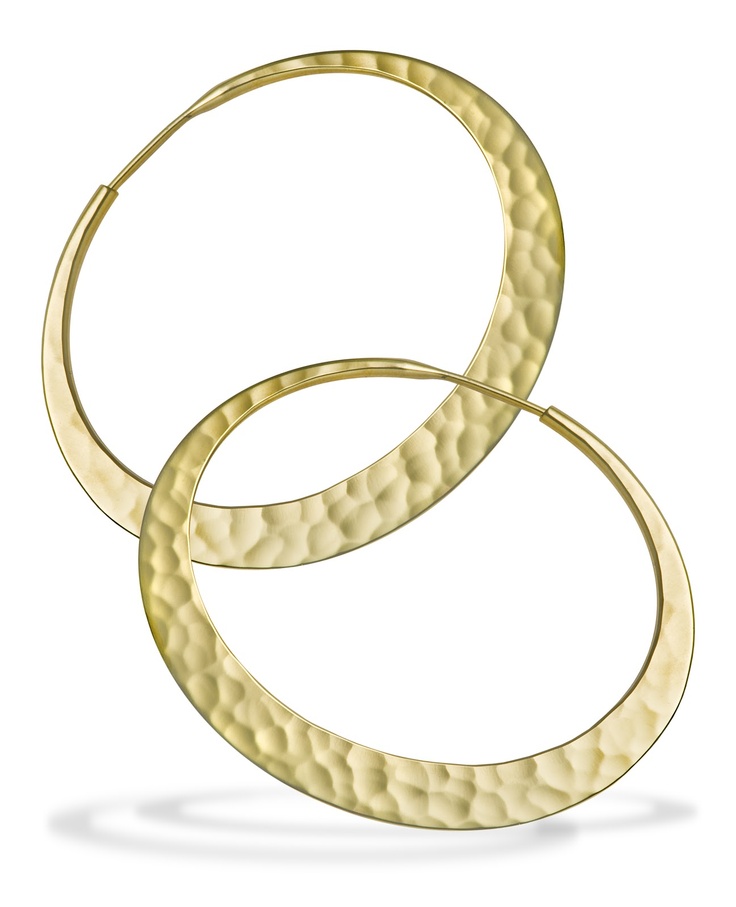 Hammered Eclipse Hoops in fair mined EcoGold by Toby Pomeroy