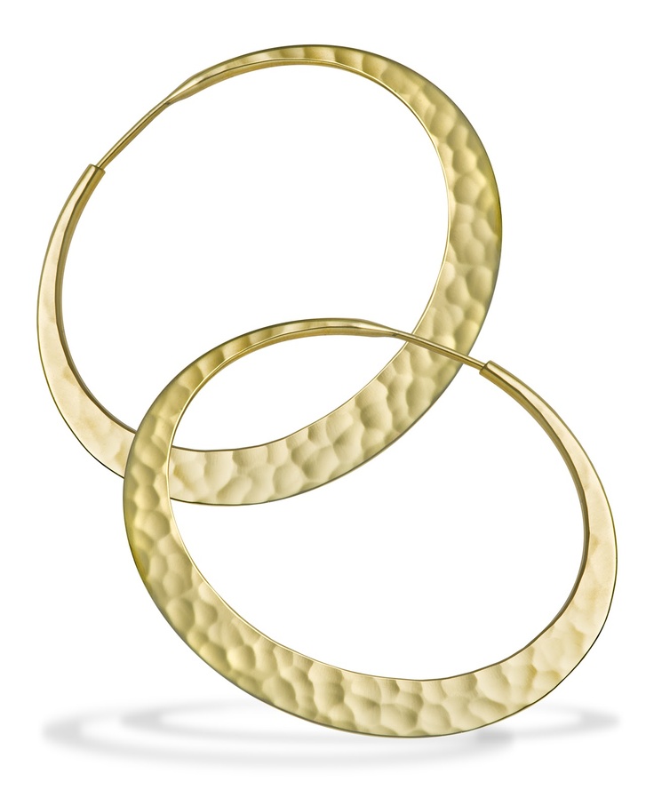 Hammered Eclipse Hoops in fair mined EcoGold  by Toby Pomeroy