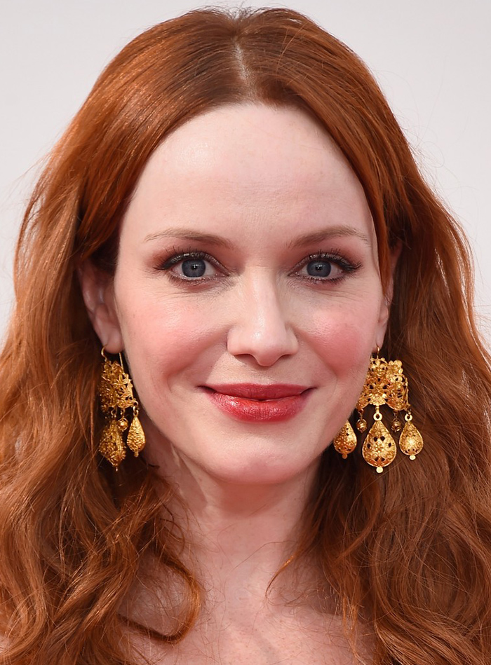 Christina hendricks wears earrings by Neil Lane to the 2014 Emmy Awards