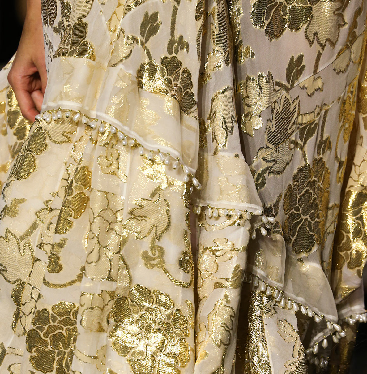 Dripping in pearls on the Altuzarra Spring 2015 runway