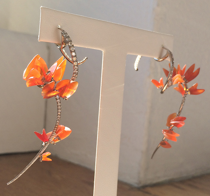 Sometime This Spring fire opal earrings by Gregore Morin of Gregore Joailliers