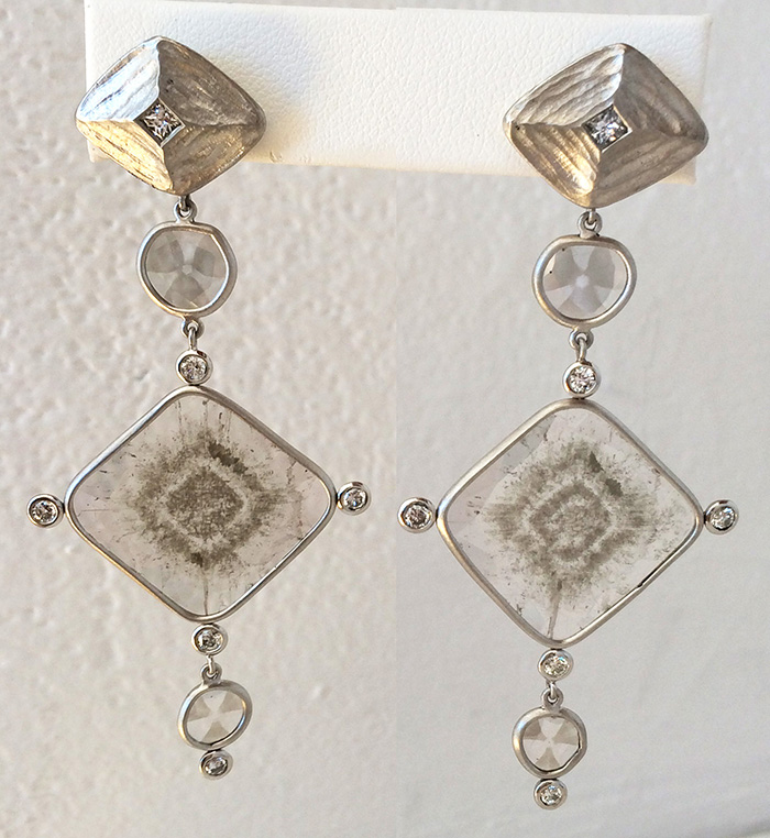 Diamond slice earrings by Michael Endlich