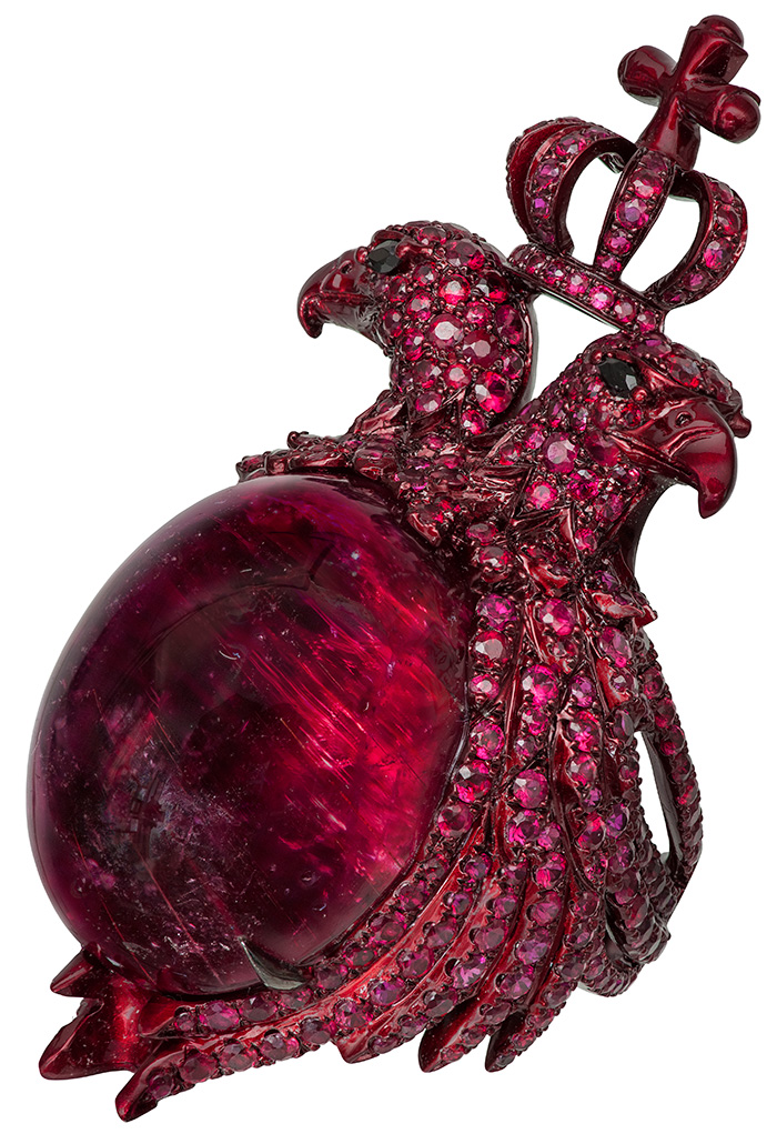 Rubellite and ruby ring from the Scarlet Empress Collection by Lydia Courteille