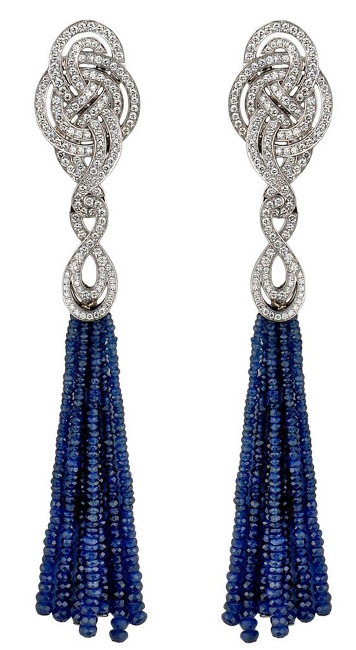 Sapphire and diamond earrings from Garrard's Entanglement Collection