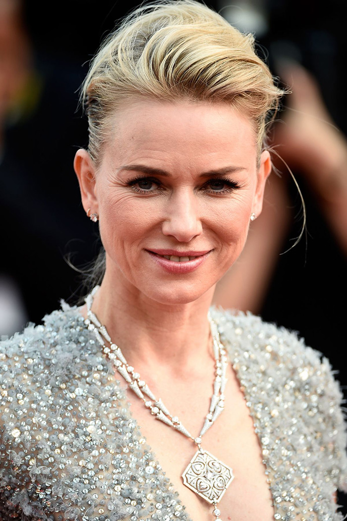 Naomi Watts wears a Bulgari  necklace to the 2015 Cannes film festival.