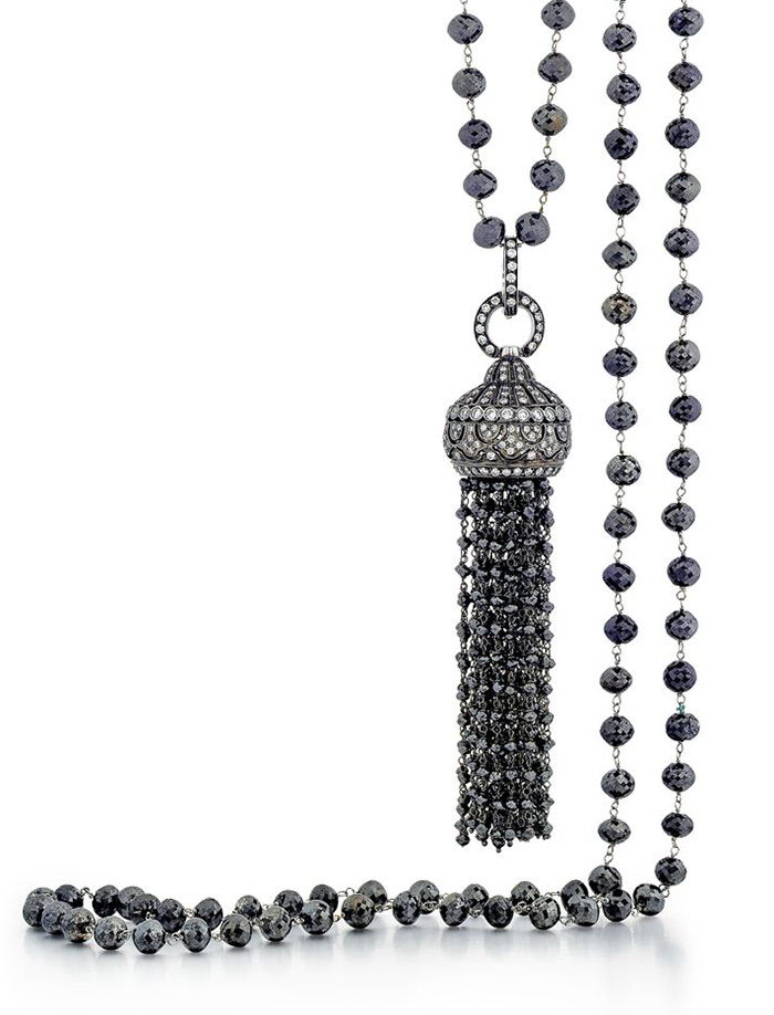 Black Diamond Tassel necklace by Sethi Couture