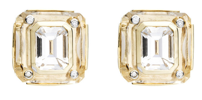 Rock Crystal Cava Earrings by Kara Ross