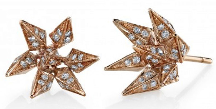 Diamond Hedgehog Studs by Karma El-Khahil at Roseark