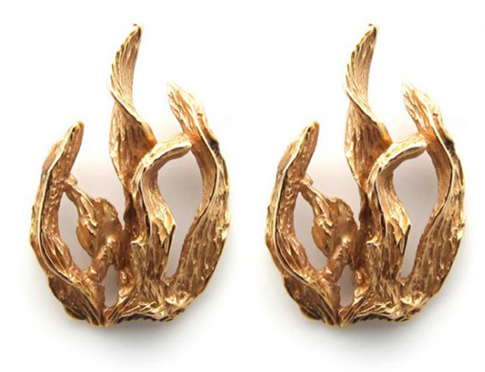 Flame earrings by Yakira Rona at Roseark
