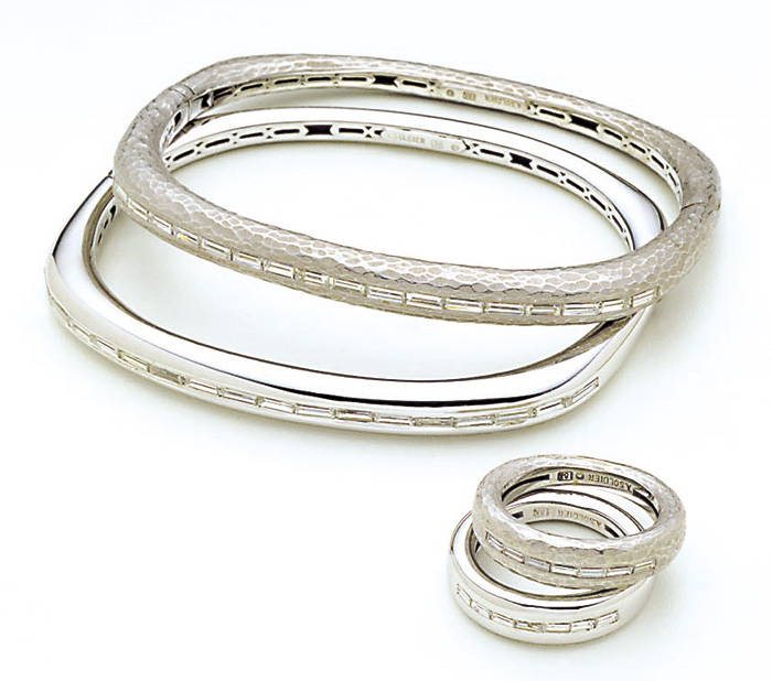 Baguette bangles and rings by Alex Soldier