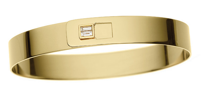 Gold Baguette Bangle by Jemma Wynne