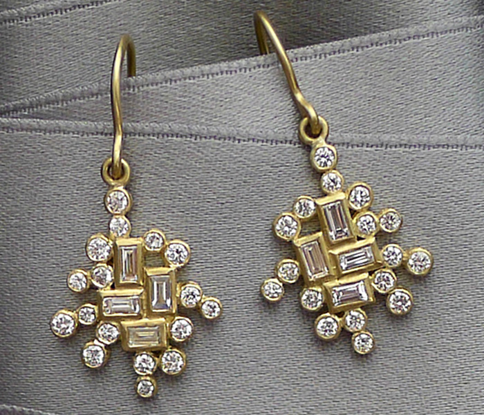 Sprinkles baguette earrings by Laurie Kaiser