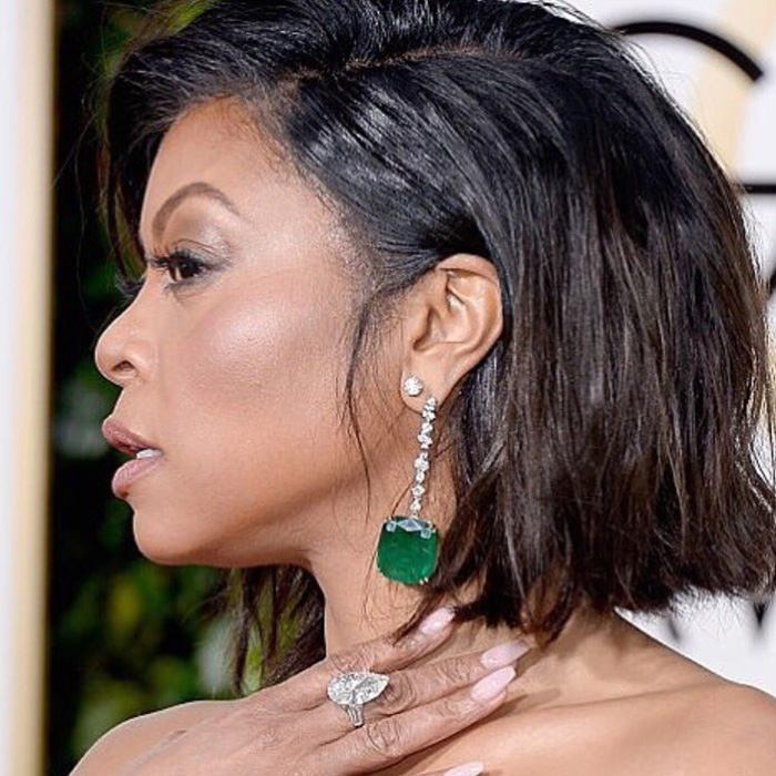 Taranji P. Henson in Kimberley McDonald earrings at the 2016 Golden Globes