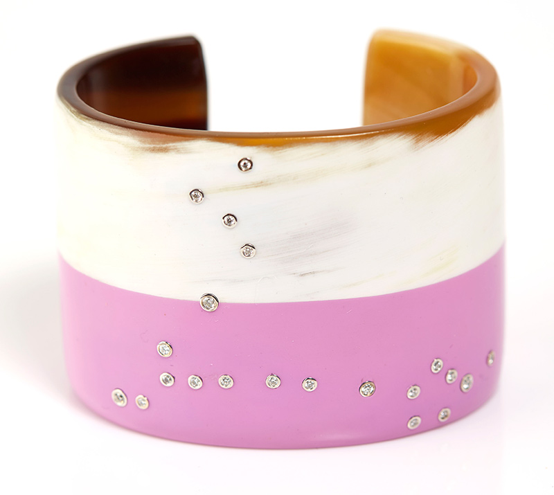 Enamel and diamond horn cuff by Goldhenn