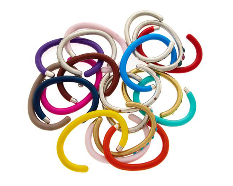 Enamel Cuffling bracelets and earcuffs by Marla Aaron come in any Pantone color