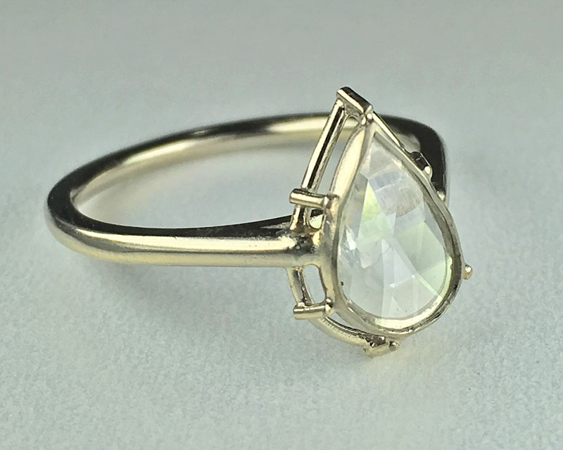 Pear-shape rose-cut diamond ring by Tura Sugden
