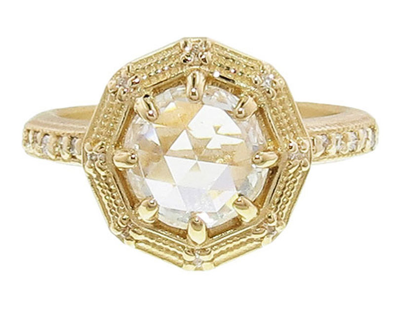 Bezel cut diamond engagement ring by Megan Thorne