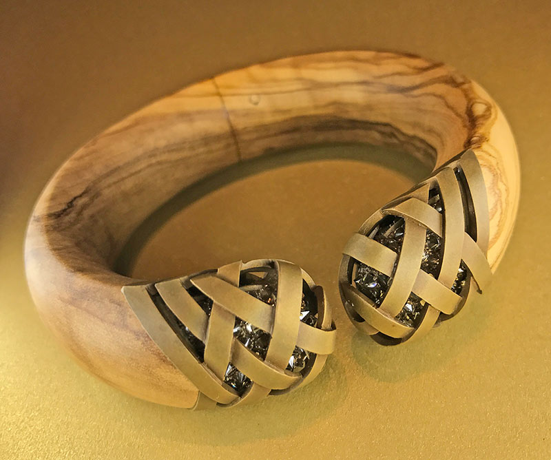 Hemmerle Olive Wood and Diamond Bracelet