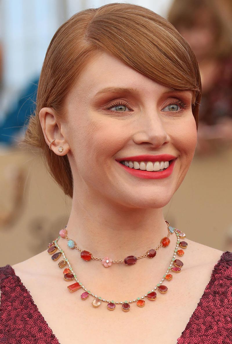 Bryce Dallas Howard layers colorful necklaces by Irene Neuwirth.