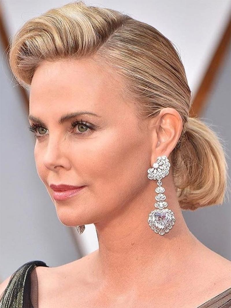Charlize Theron wears Chopard earrings to the 2017 Oscars