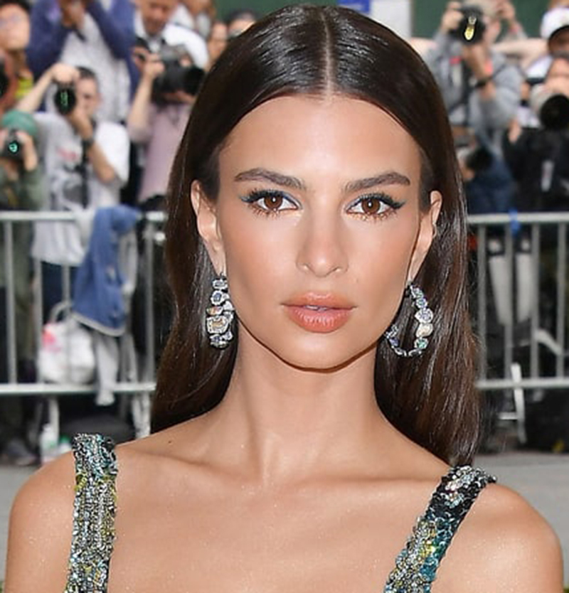 Emily Ratajkowski wears Kimberly McDonald opal hoops