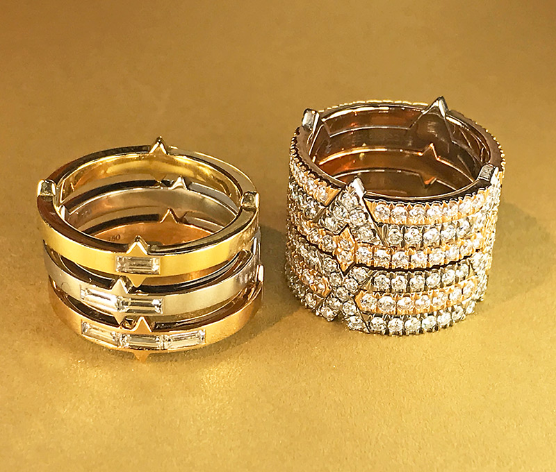 Diamond stack rings by Lindsey Scoggins, photo by @kremkow
