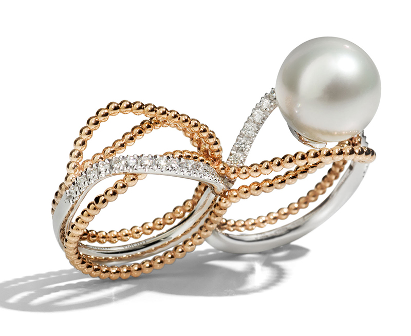 Double-finger pearl ring by Utopia