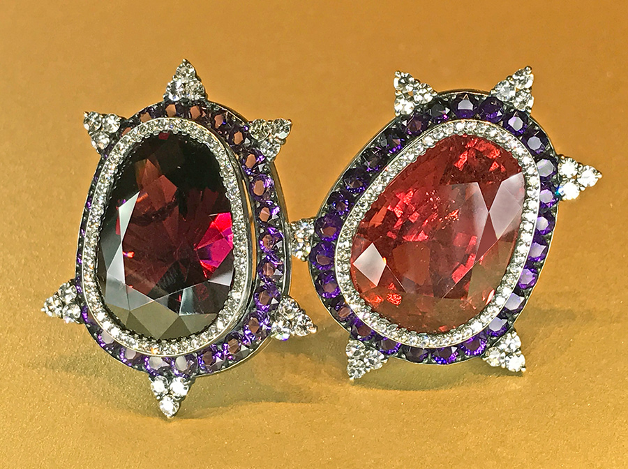 Garnet and Tourmaline Earrings by JAR from Veronique Bamps, photo by @kremkow
