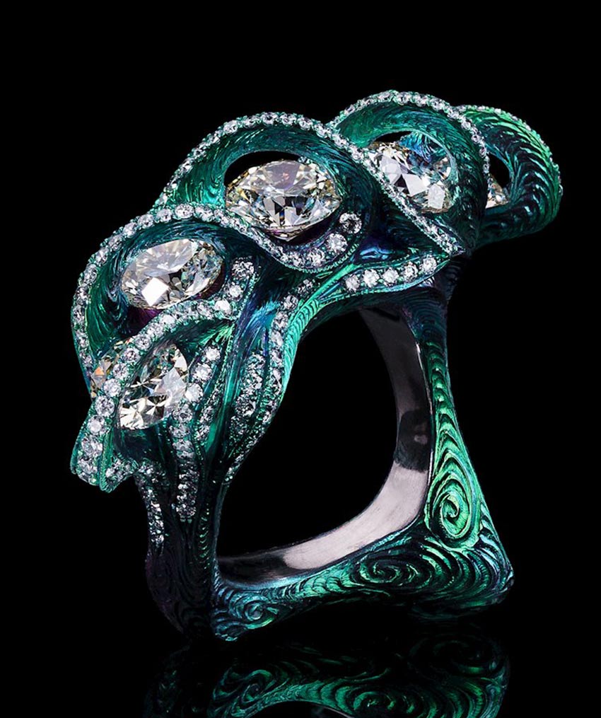 Bridge of Waves Ring by Wallace Chan