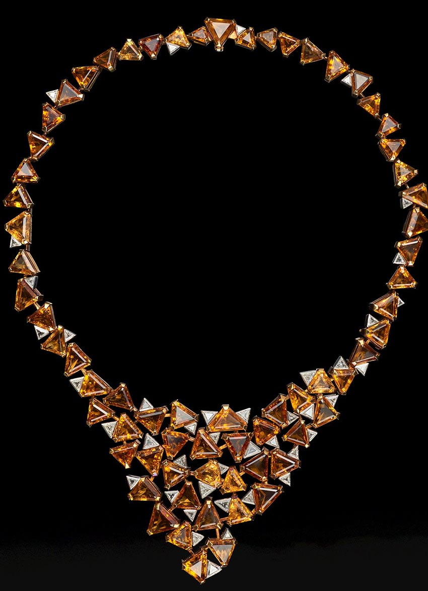 Citrine and diamond necklace by Andrew Grima, circa 1974.
