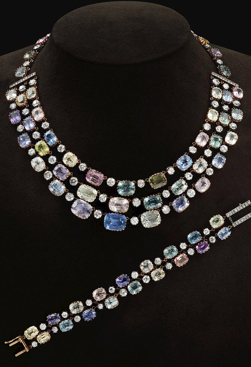 Fancy sapphire necklace, circa 1880, from Veronique Bamps