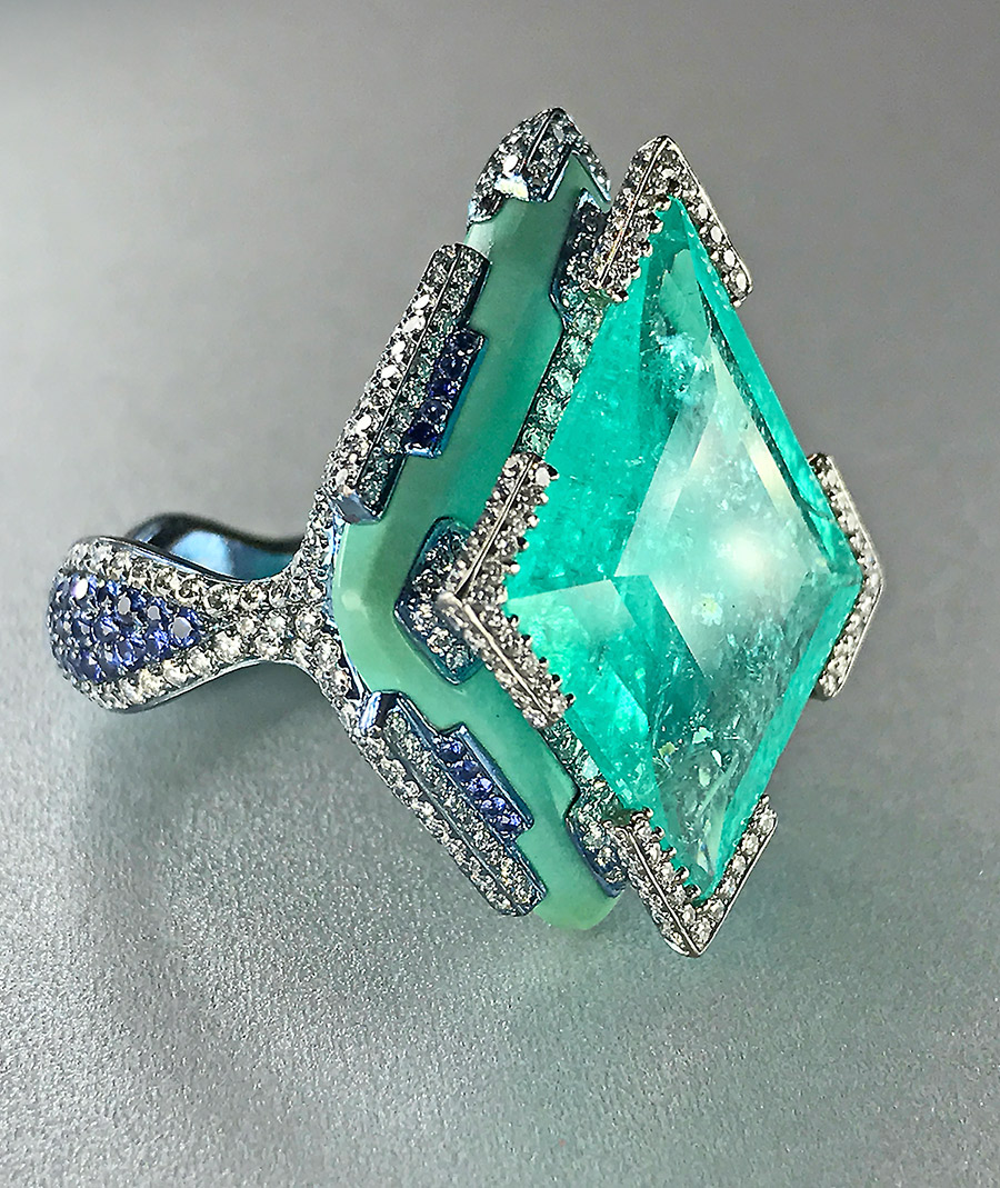 Paraiba Tourmaline Ring by Wallace Chan. Photo by @kremkow.