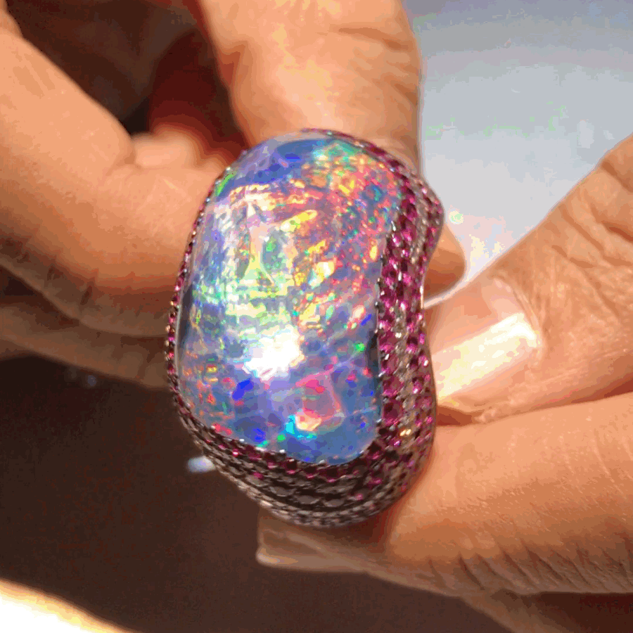 Wallace Chan holding his opal ring