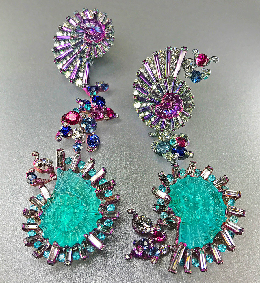 Wallace Chan Paraiba Earrings, photo by @kremkow