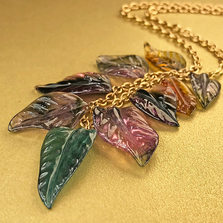 Carved tourmaline necklace by Irene Neuwirth, photo by @kremkow